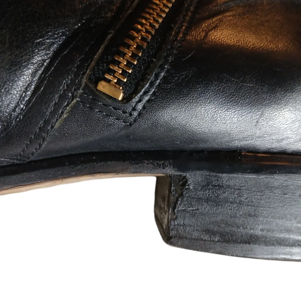 Michael Kors Fulton Black Two-Toned Knee High Boots Leather Riding Boots…